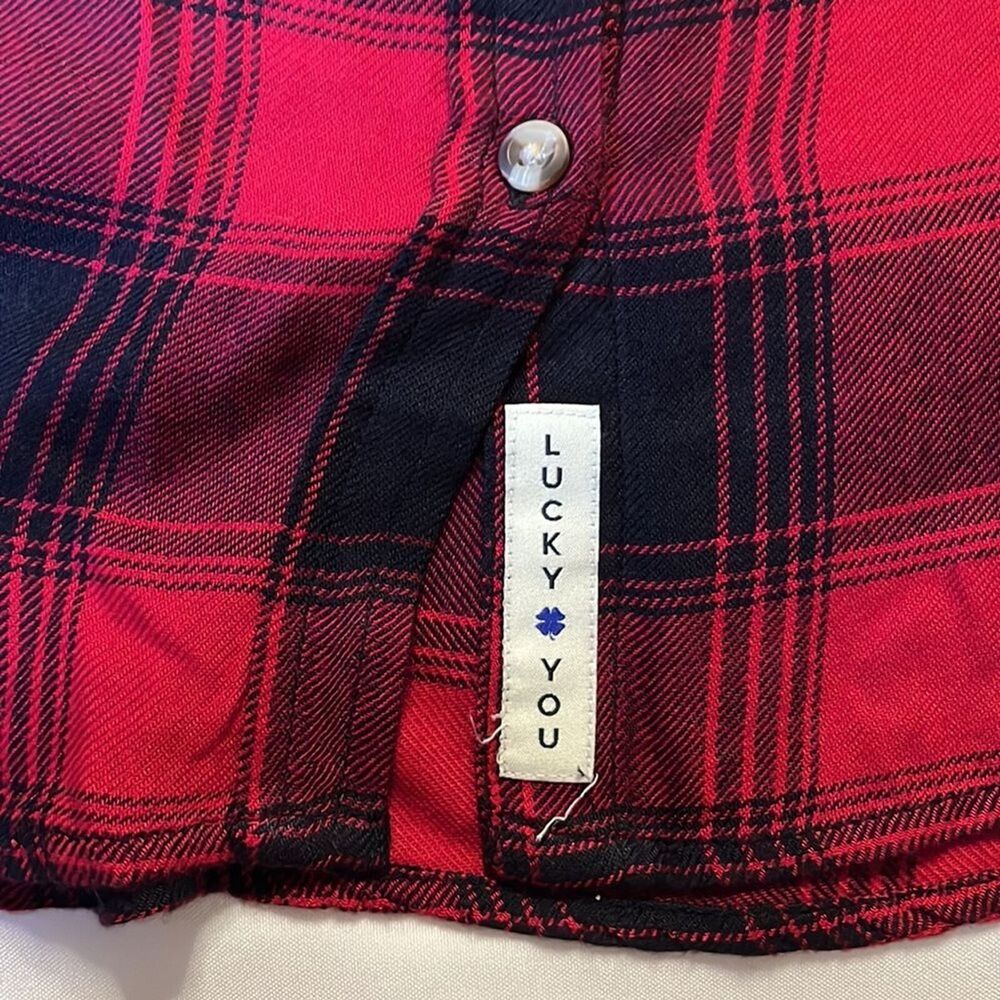 Lucky Brand Red Plaid Button Long Sleeve Shirt Size Medium - Picture 3 of 10